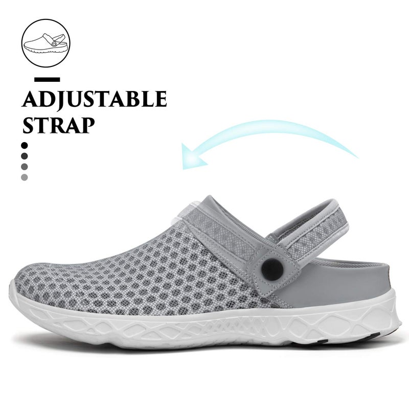 SAGUARO Men's Women's Quick Dry Garden Shoes Lightweight Breathable Gardening Clog Water Shoes Mesh Sandals for Sports Outdoor Beach Pool Exercise Grey 12.5 Women/10.5 Men - Image 4